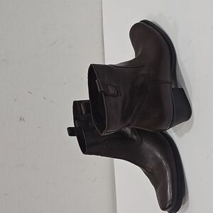 Nine West Soft Brown Leather Square Toe Ankle Cowboy Boots Heel 6.5 M